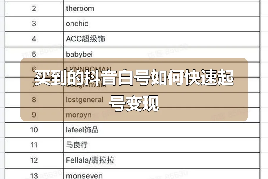 买到的抖音白号如何快速起号变现